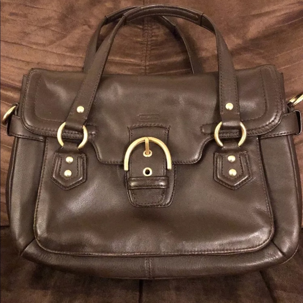 Pre owned coach brown leather bag